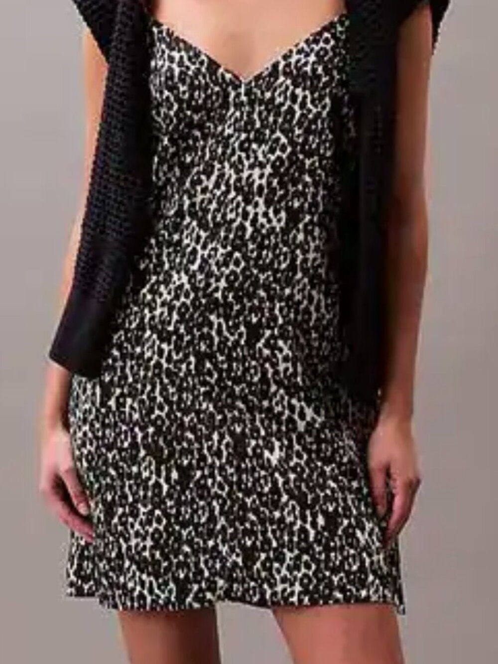 Calvin Klein Black and Cream Leopard Slip Cami